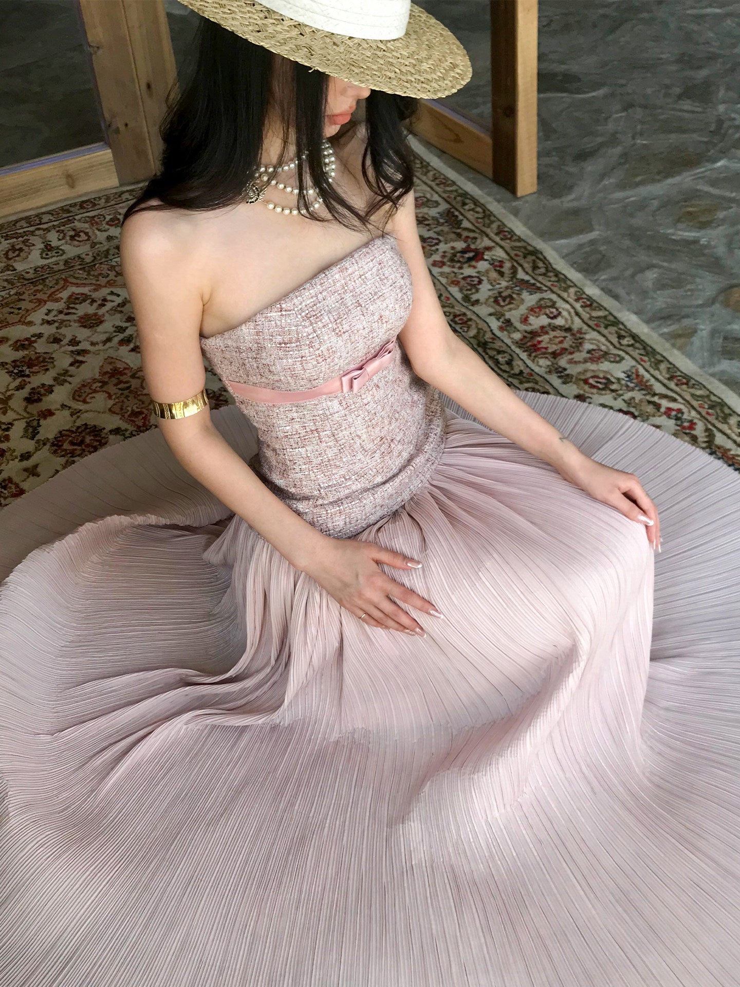 Pink Strapless Dress - Elegant Evening Gown