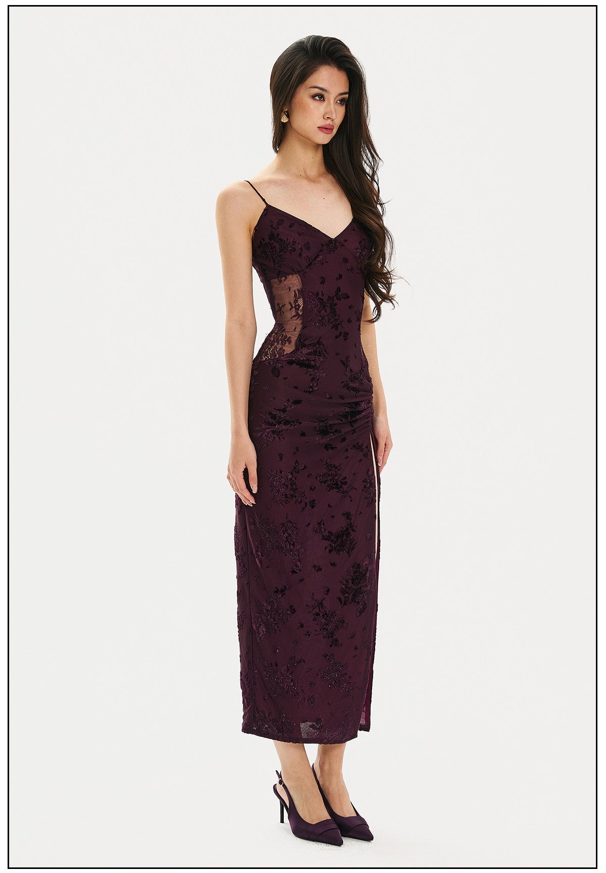 Mulberry Silk Dress - Elegant Lace Design