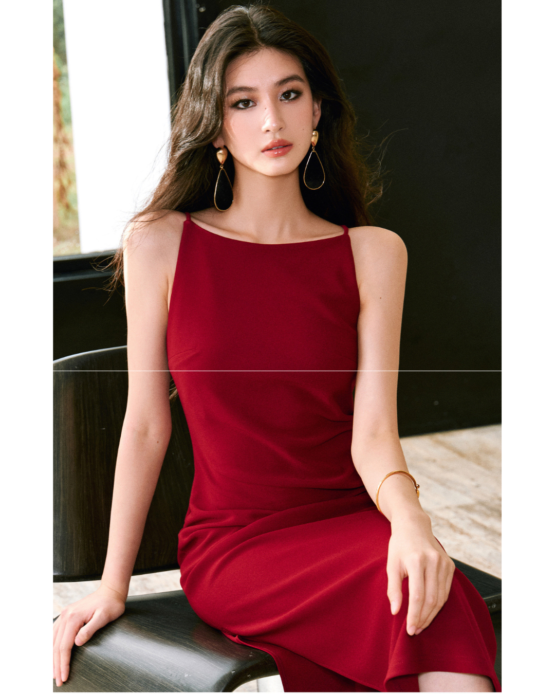 Mulberry Silk Off-the-Shoulder Tank Dress - Slim Fit with Pleated Details