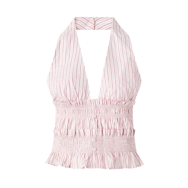 Cotton Sleeveless Striped Shirt