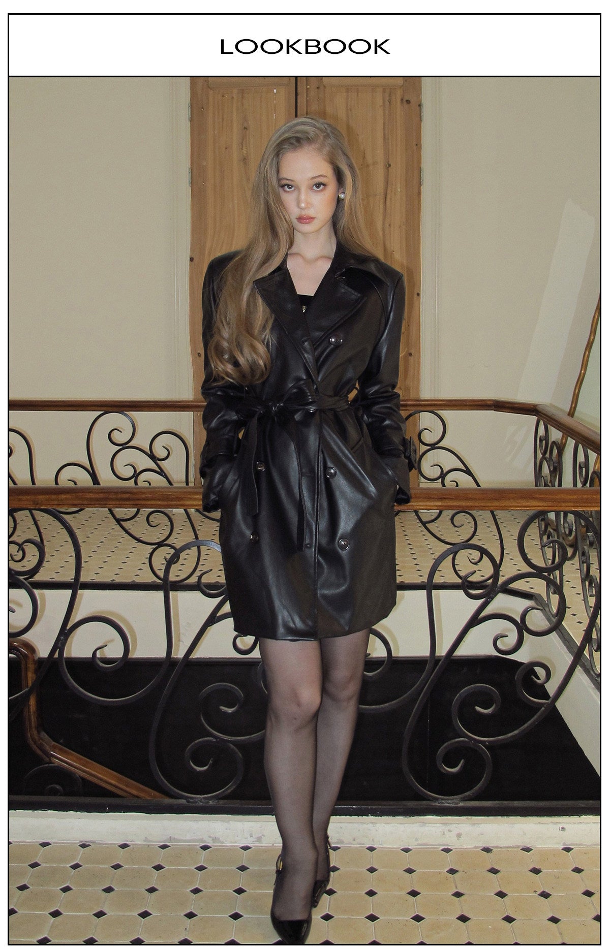 Leather Coat with Lace-Up Design