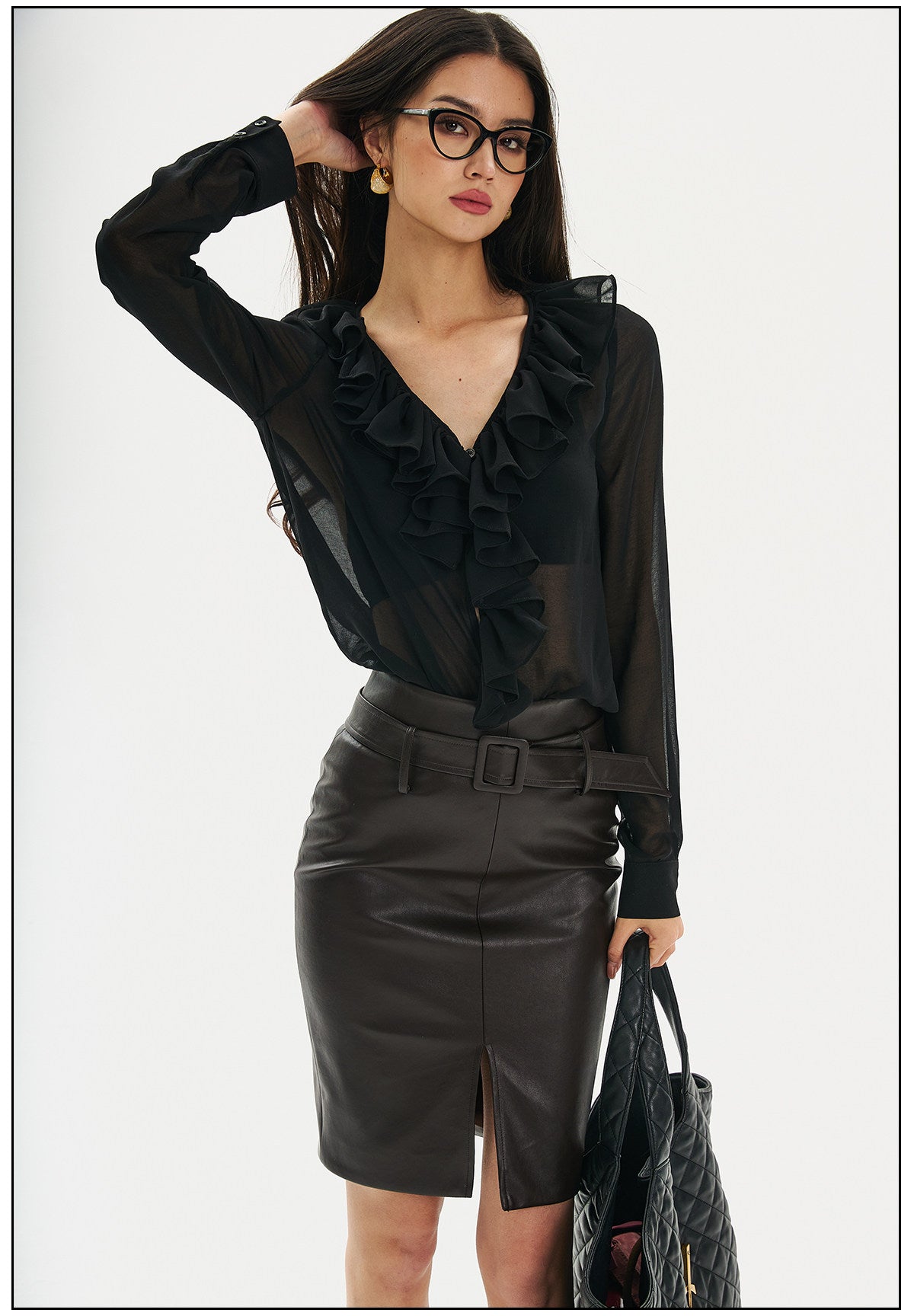 Chiffon Blouse with Ruffled Edges