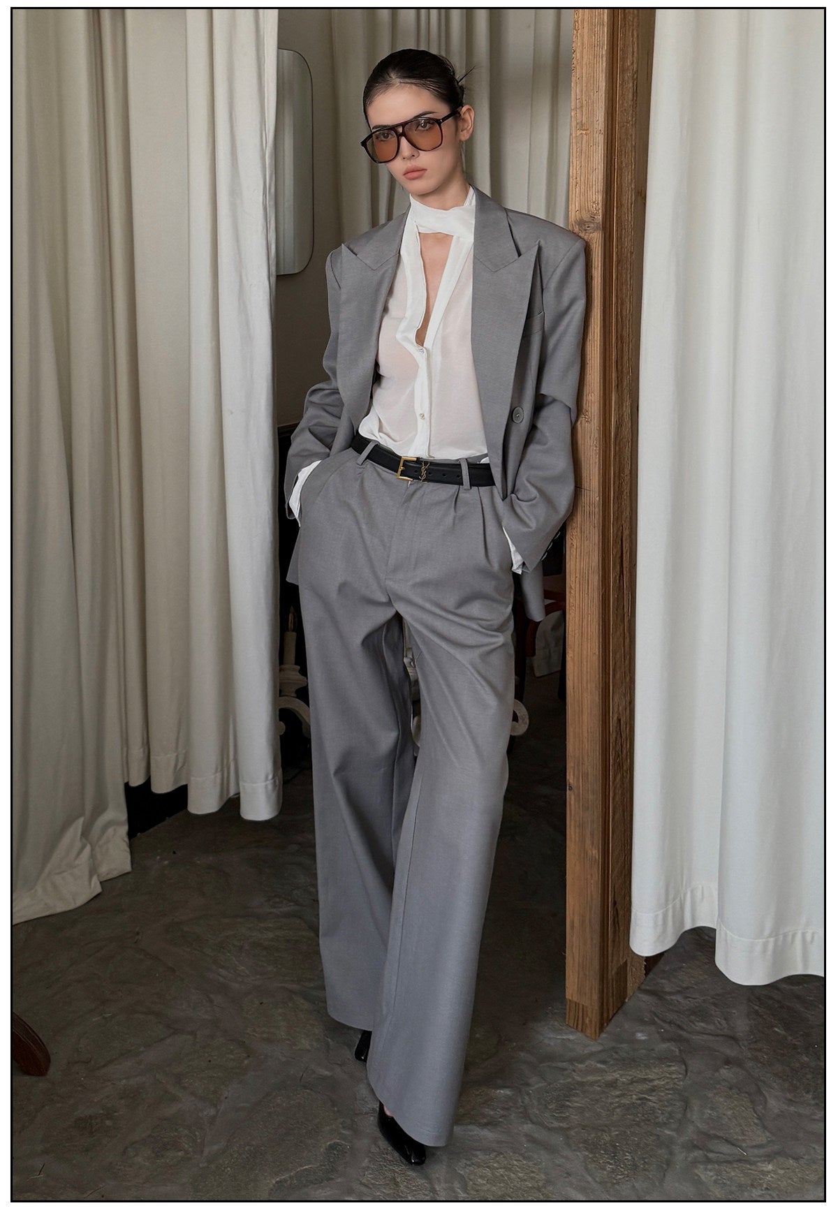 Viscose - Elegant Top and Tailored Pants Two-Piece Set