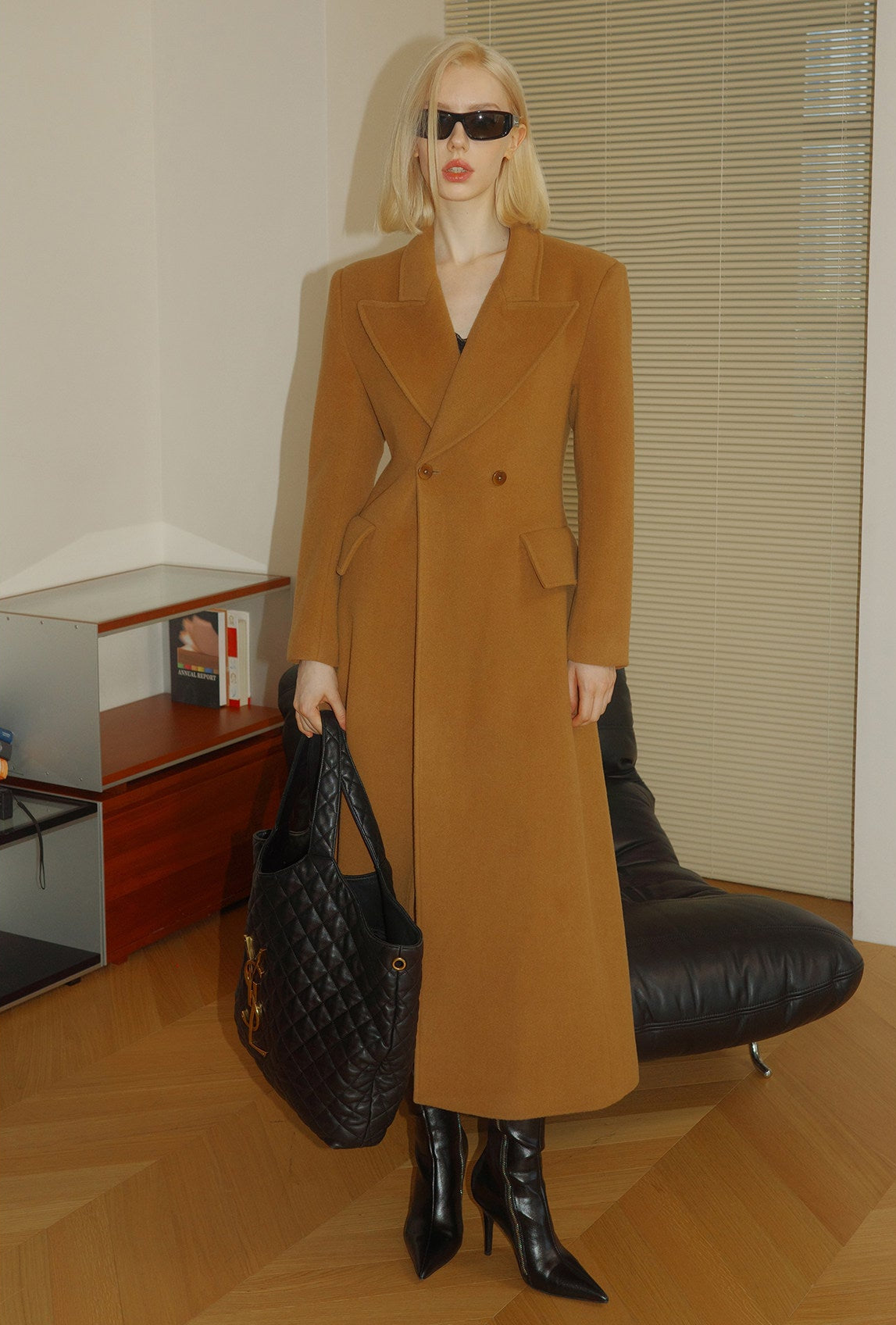Wool Long Coat - Elegant Minimalist Design