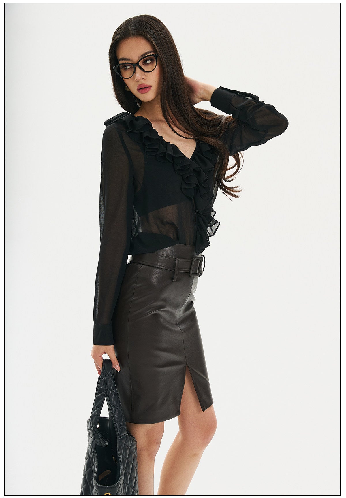 Chiffon Blouse with Ruffled Edges