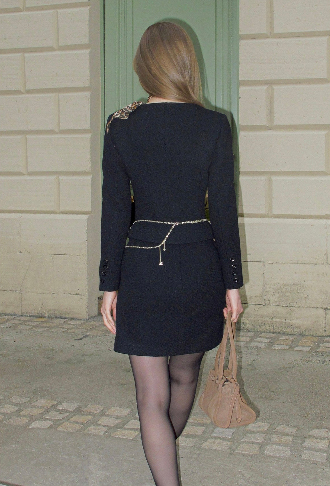 Wool Blend - Square Neck Top and Skirt Two-Piece Set