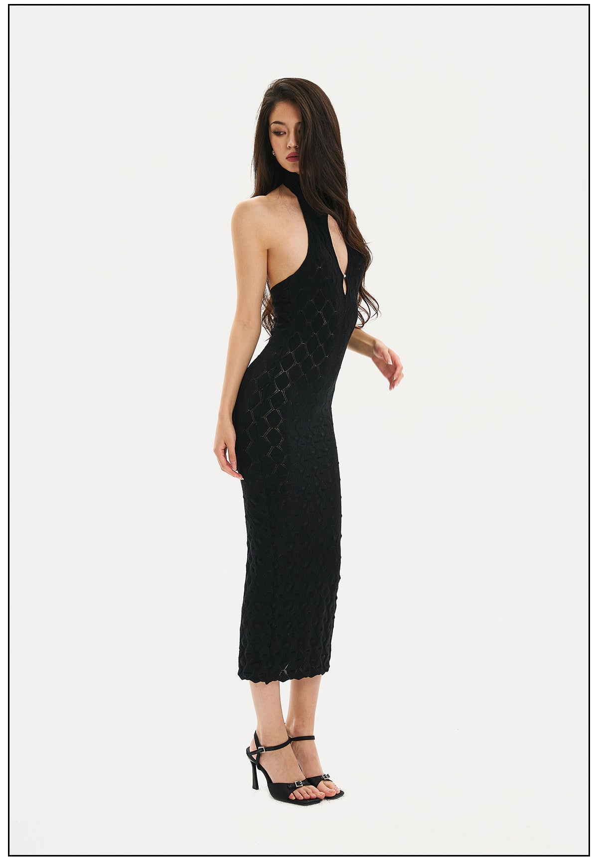 Mulberry Silk Dress - Halter Neck Cut-Out Design