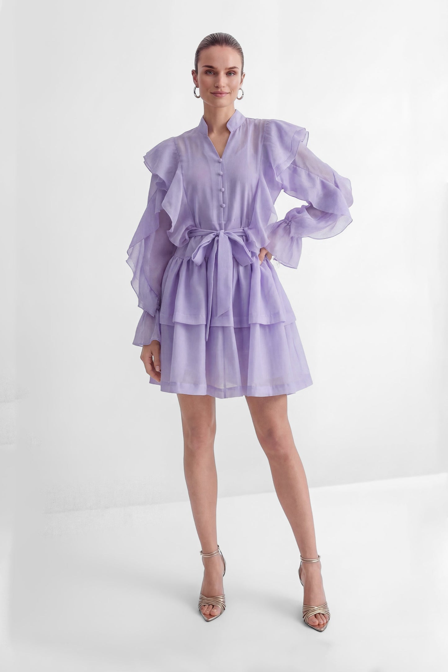 Heidi Lovely Lavender Ruffle Mini Dress