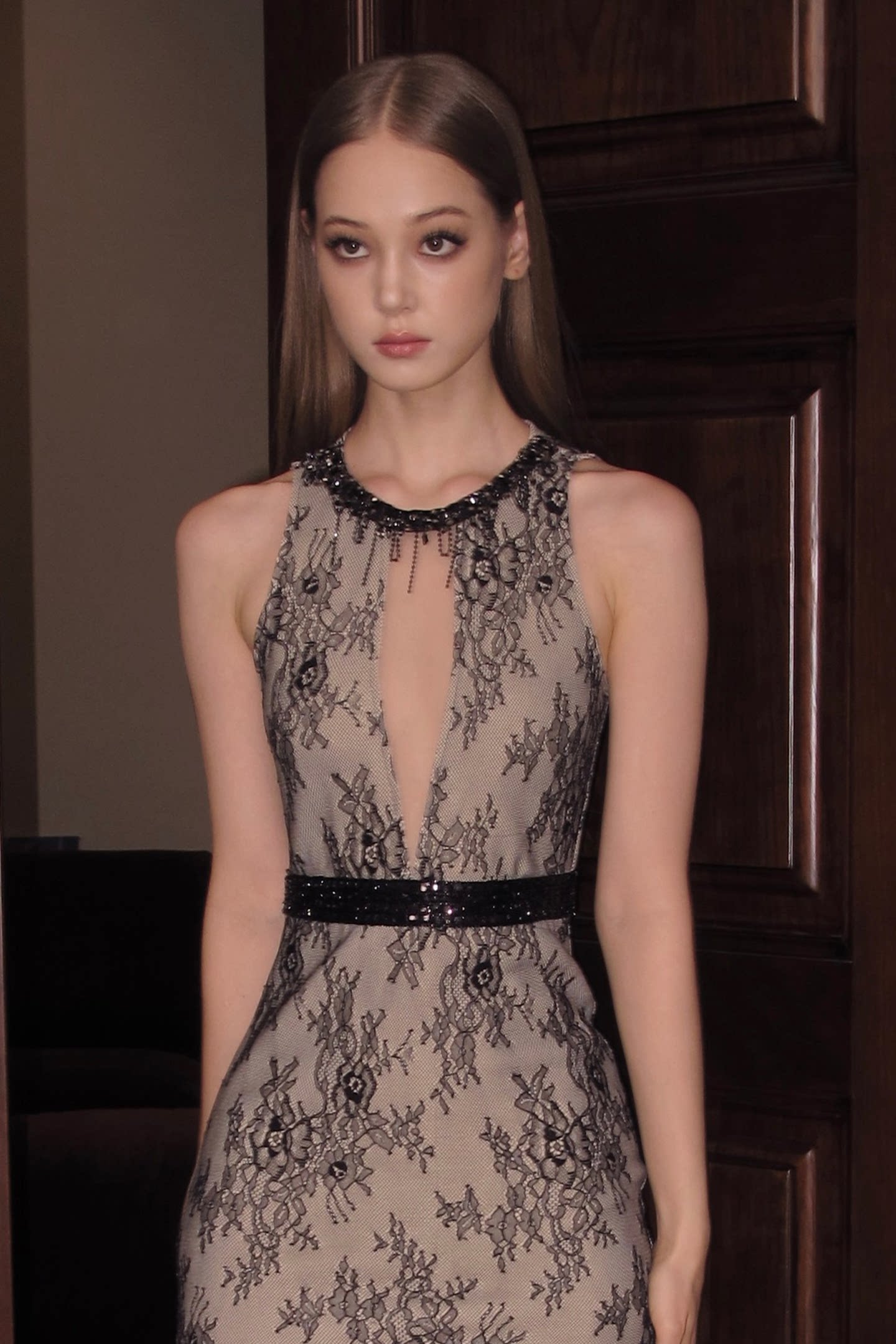 Lace Embroidered Black Dress - Elegant Mid-Length Design