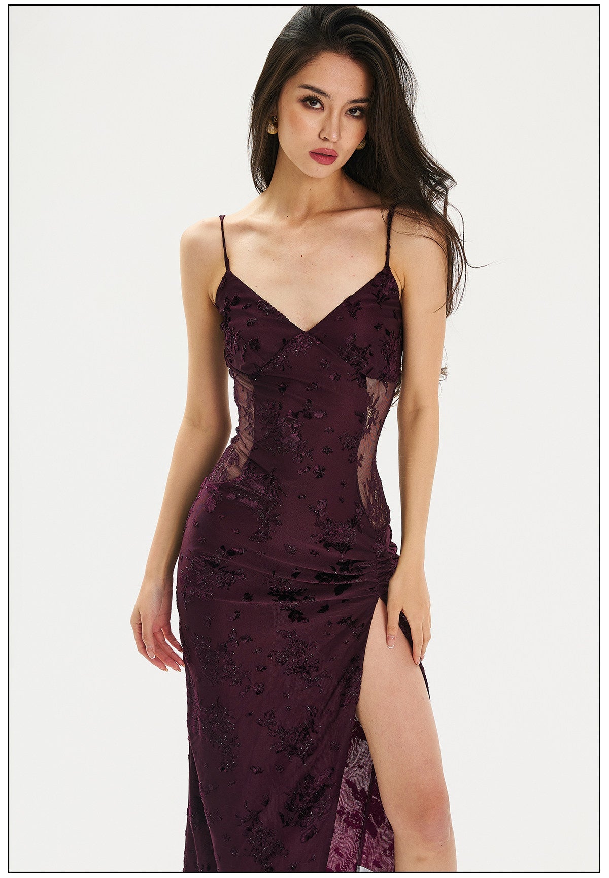 Mulberry Silk Dress - Elegant Lace Design