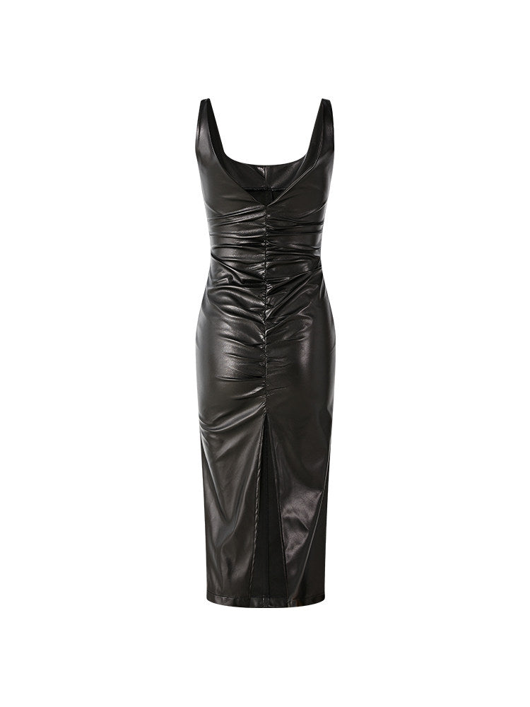 Polyester Dress - Elegant Slit Design