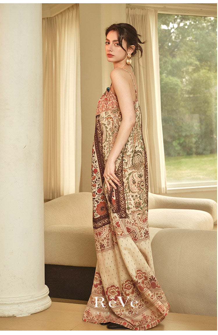 Tencel Linen Dress - Paisley Leaf Pattern