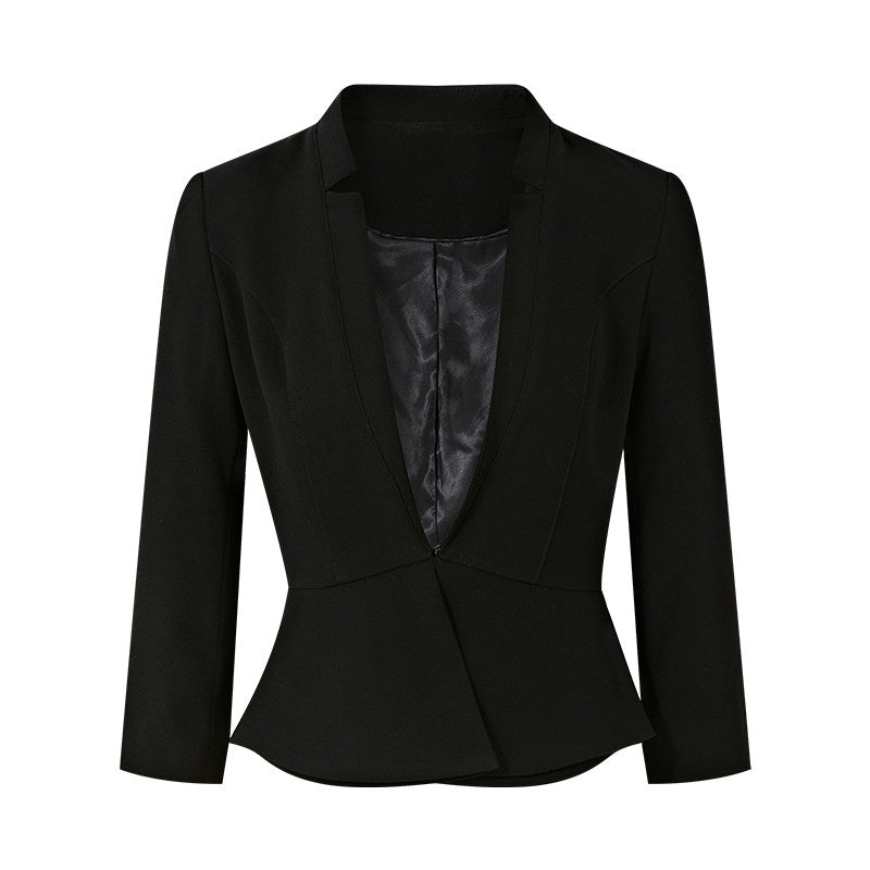 Coat with Deep V Neckline and 3/4 Sleeves
