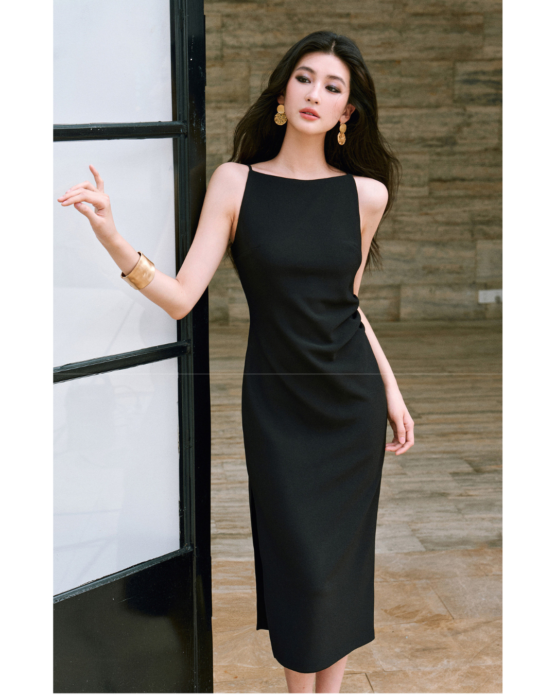 Mulberry Silk Off-the-Shoulder Tank Dress - Slim Fit with Pleated Details