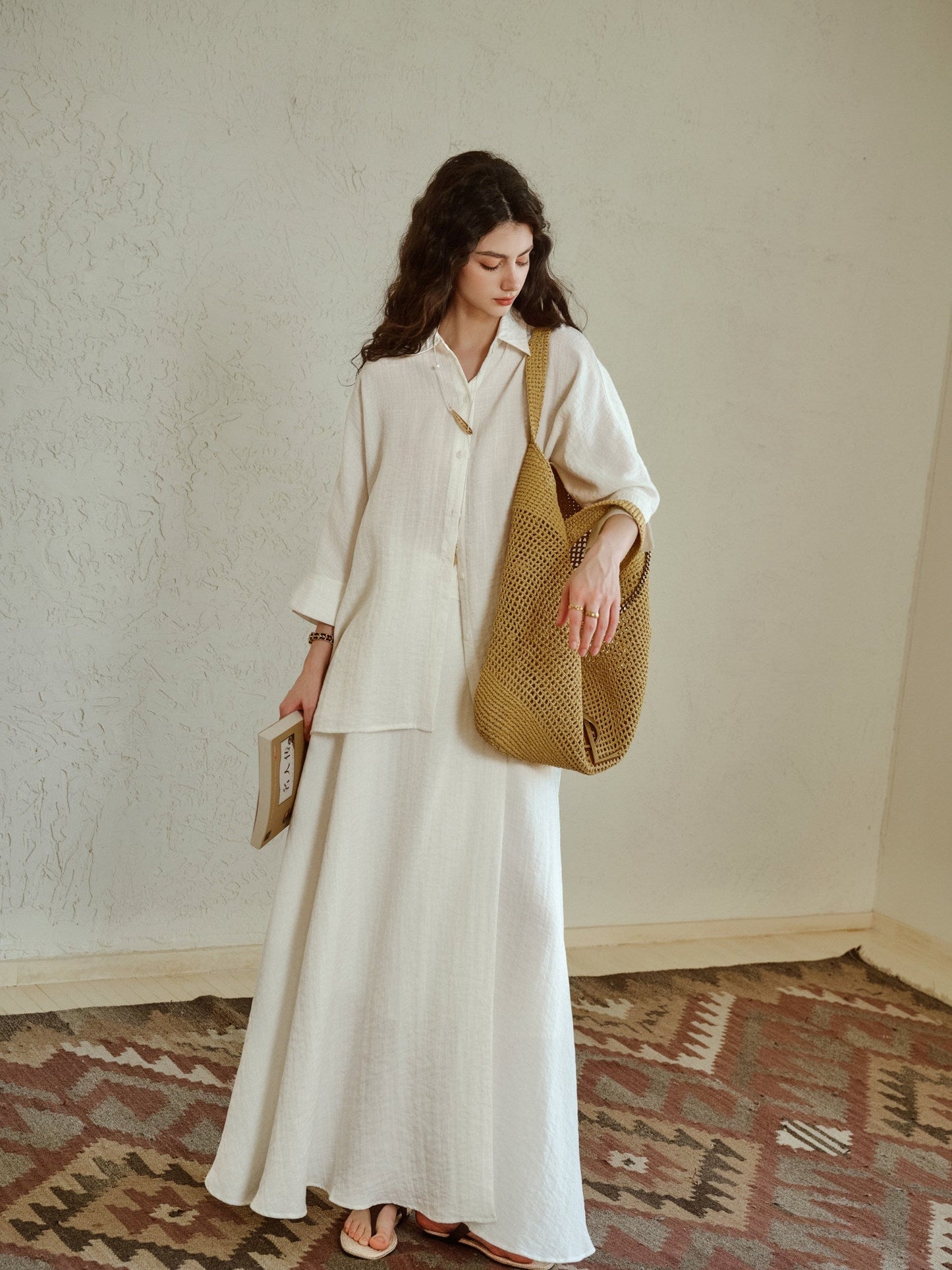 Linen Shirt and Skirt Set - Elegant and Versatile