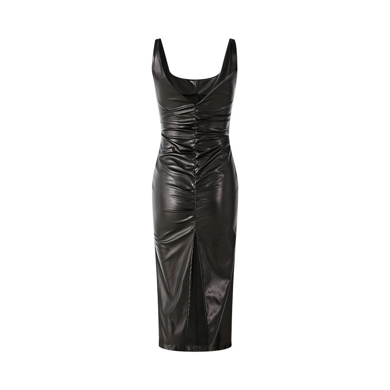 Polyester Dress - Elegant Slit Design