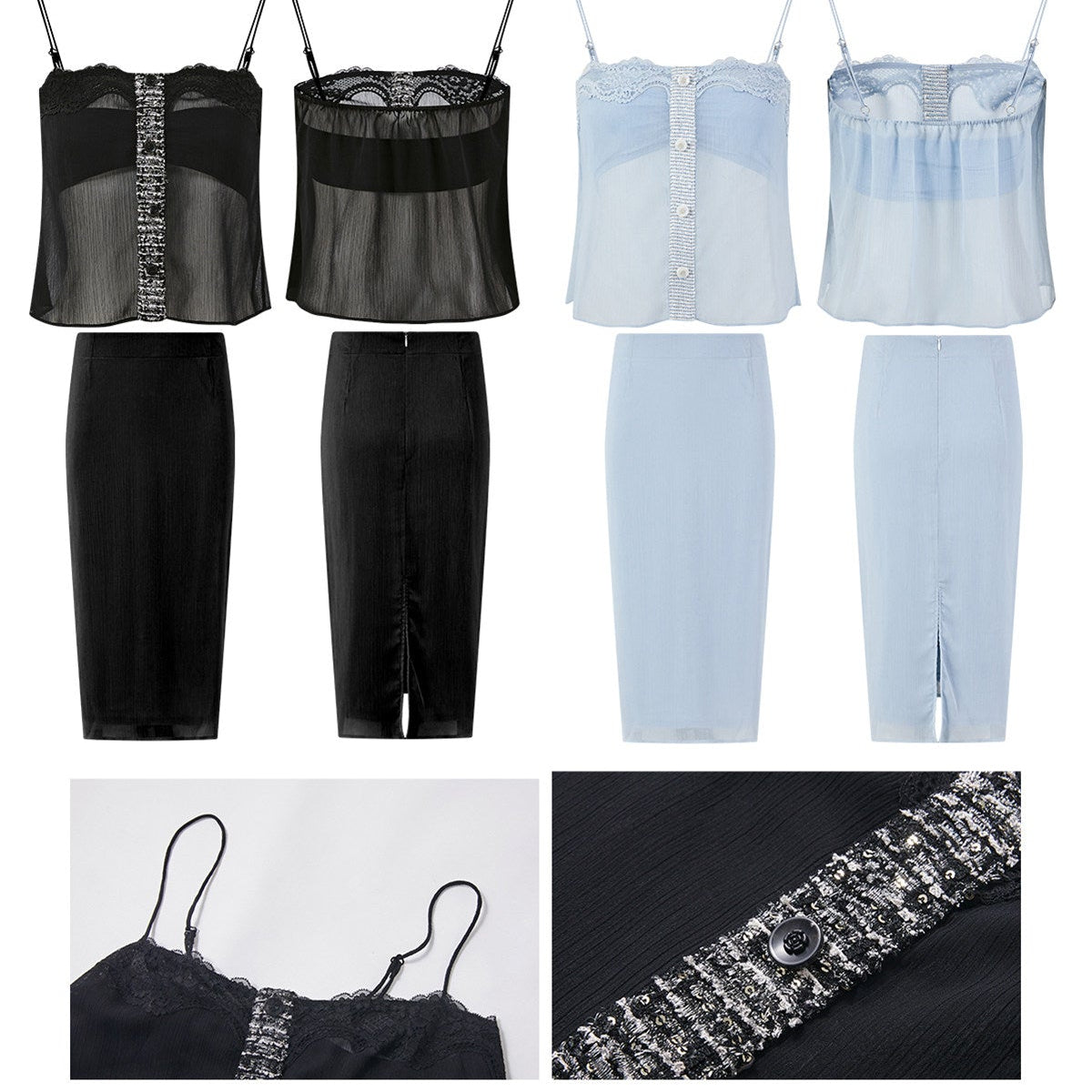 Mulberry Silk - Elegant Top and Skirt Two-Piece Set