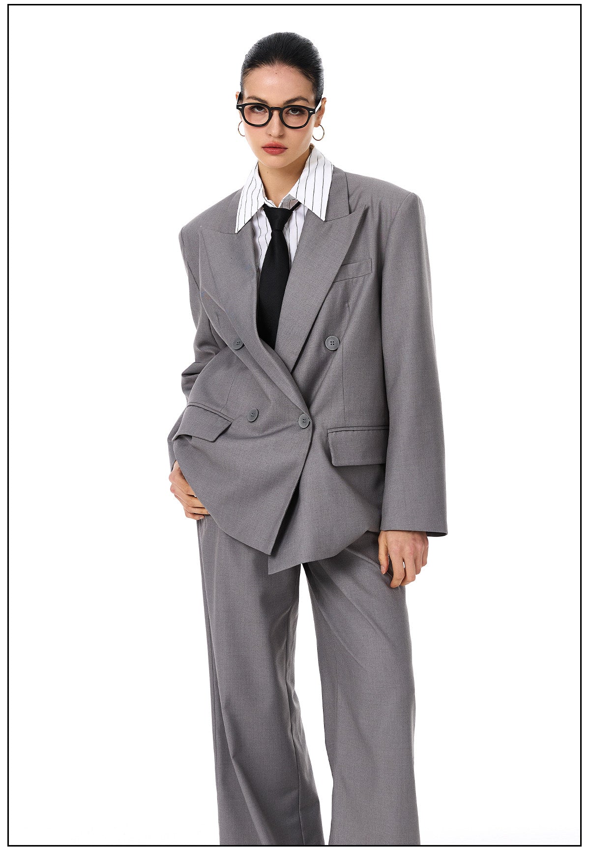 Viscose - Elegant Top and Tailored Pants Two-Piece Set