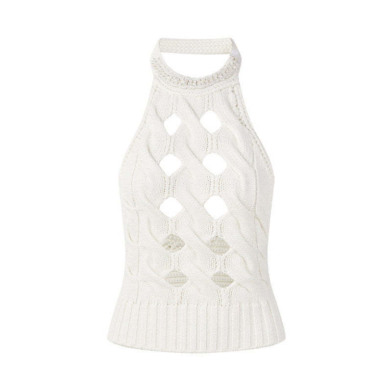 Knitted Tank Top - Hollow-Out Design
