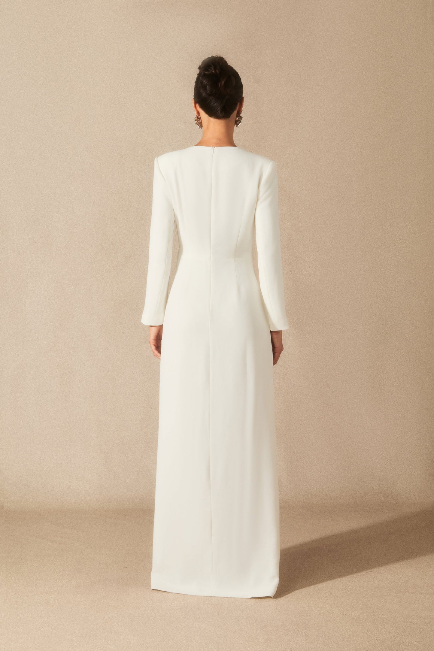 Rowan Stunning Long Sleeve Beaded Maxi Dress with Slit Detail