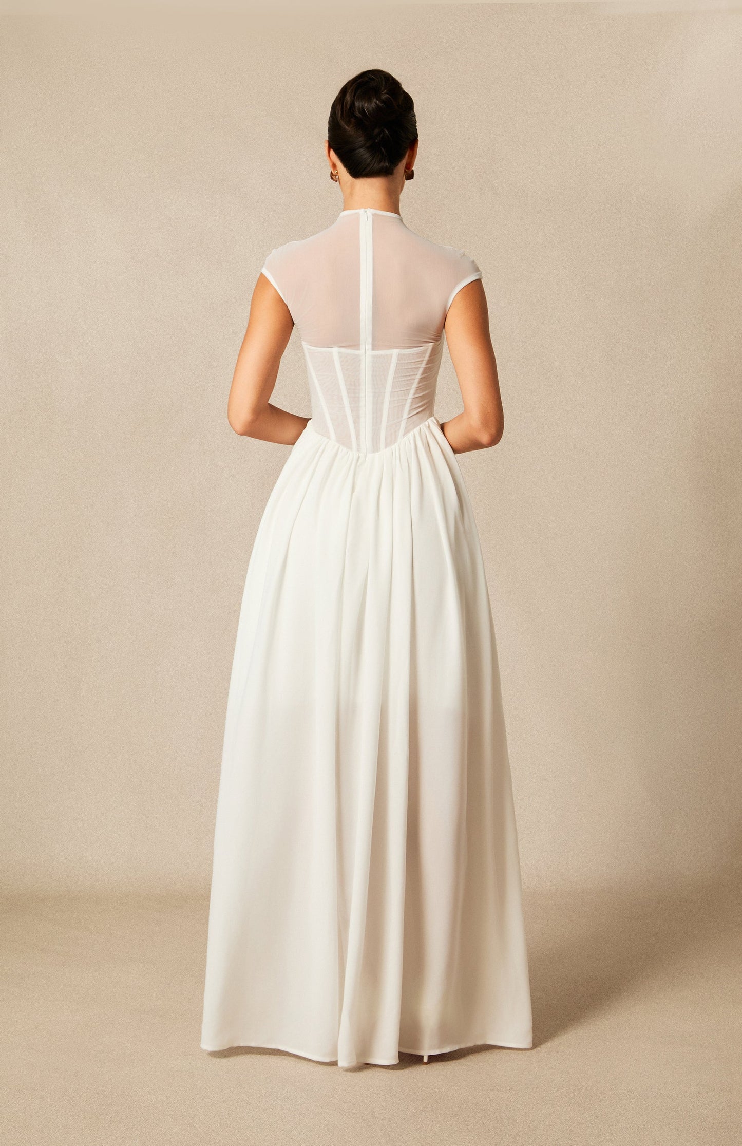 Drew Elegant Cap Sleeve Corset Maxi Dress