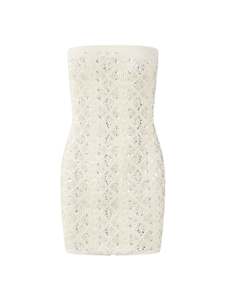Knitted Dress with Pearl Design