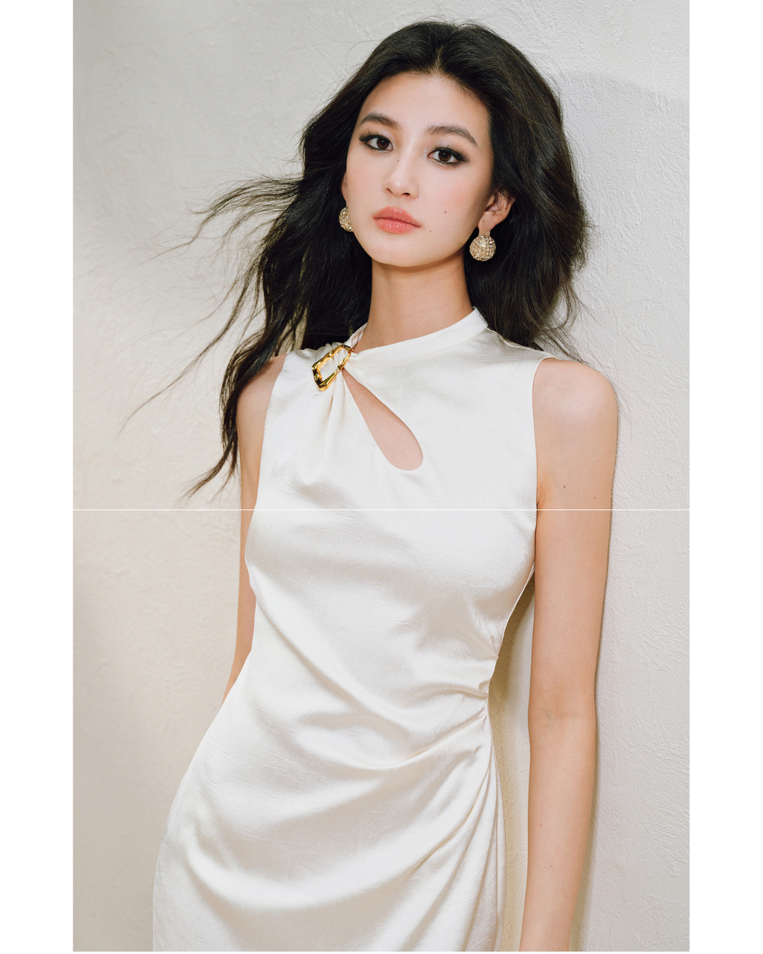 Mulberry Silk Pleated Sleeveless Dress - Elegant Crinkled Texture