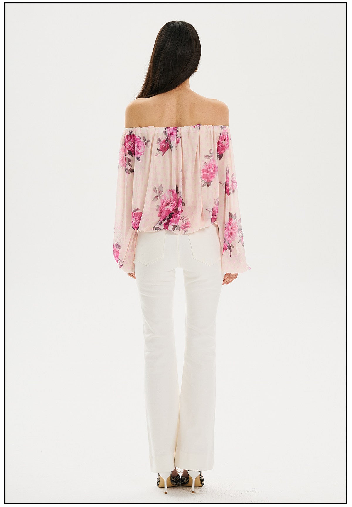 Viscose Off-Shoulder Top with Puff Sleeves