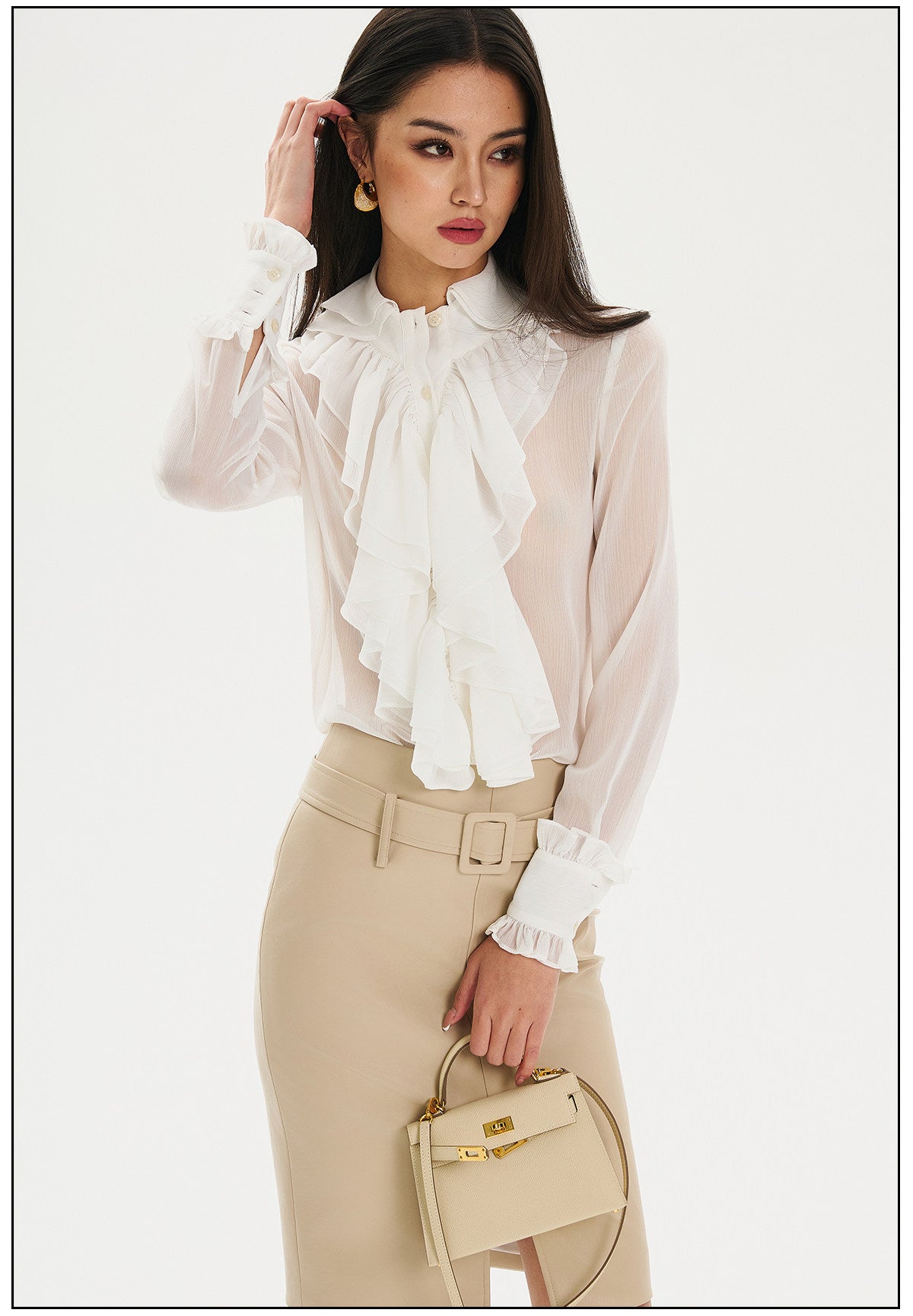 Chiffon Blouse with Ruffle Design