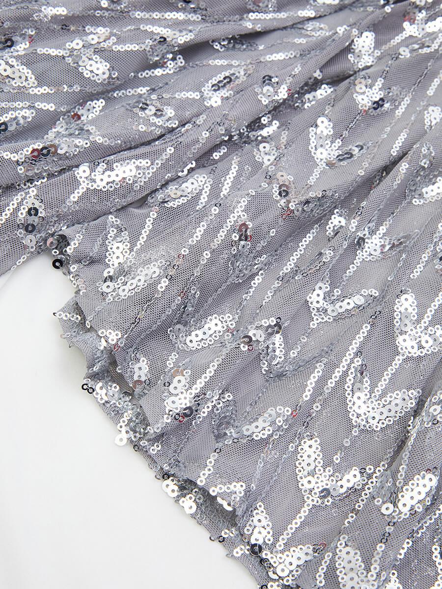 Bell Sleeve Backless Sequin Evening Dress RM20603