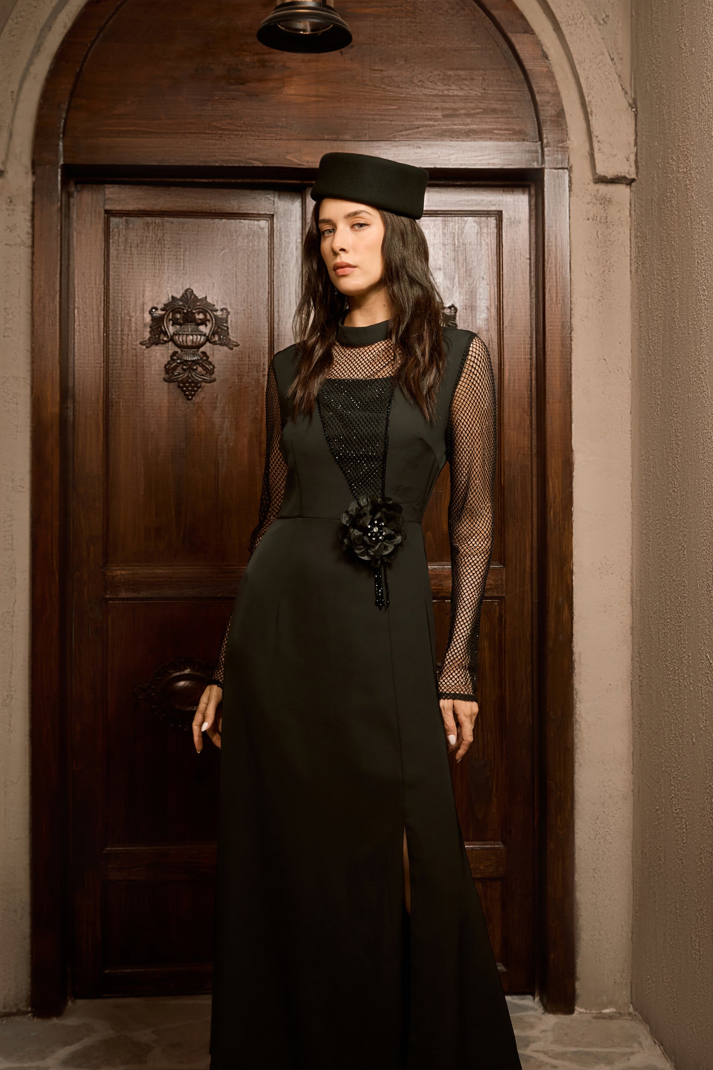 Chic Black Sheer Mesh Maxi Dress