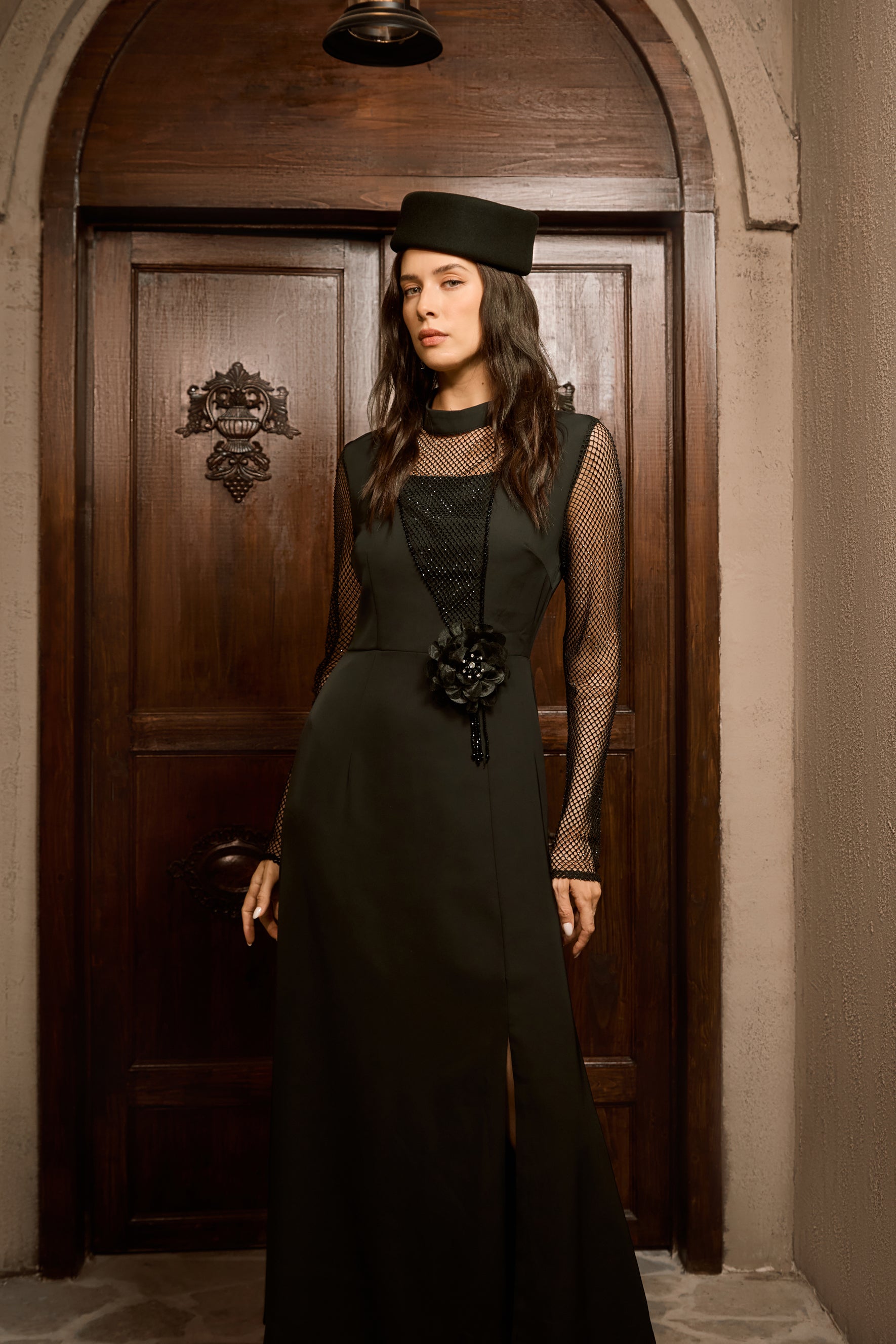 Chic Black Sheer Mesh Maxi Dress