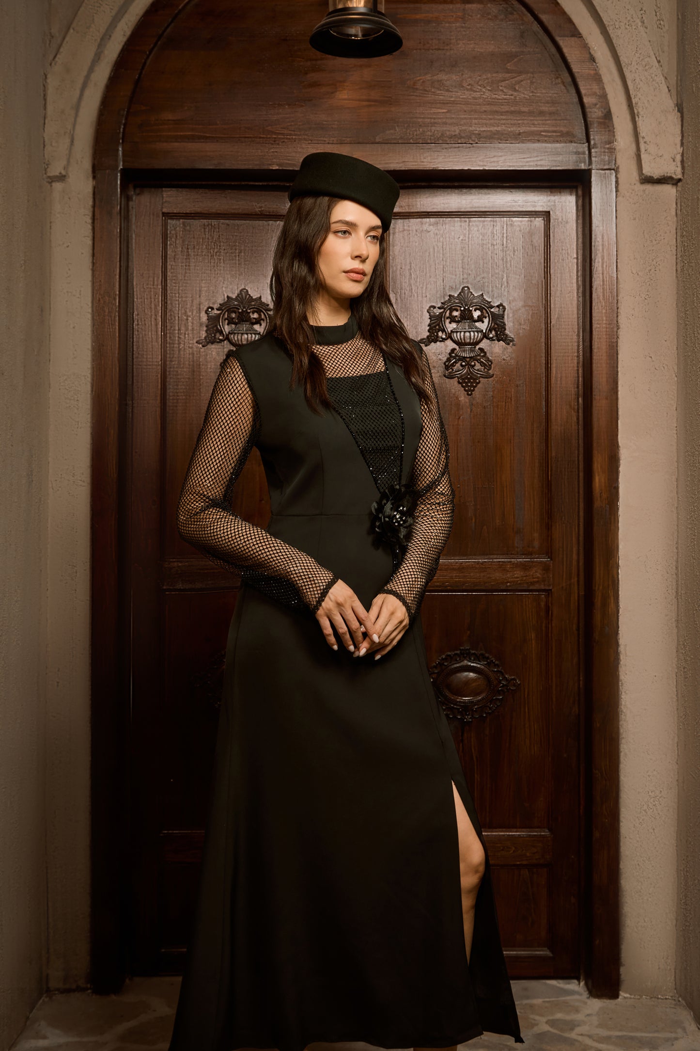 Chic Black Sheer Mesh Maxi Dress