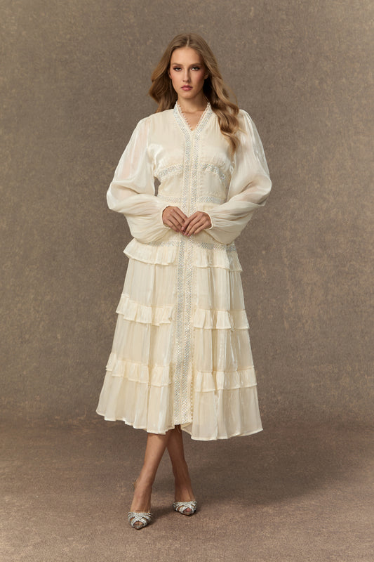 Chic White Tiered Ruffle Midi Dress