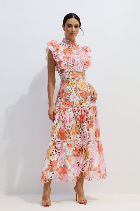 Trendy Lace Embroidered Maxi Dress