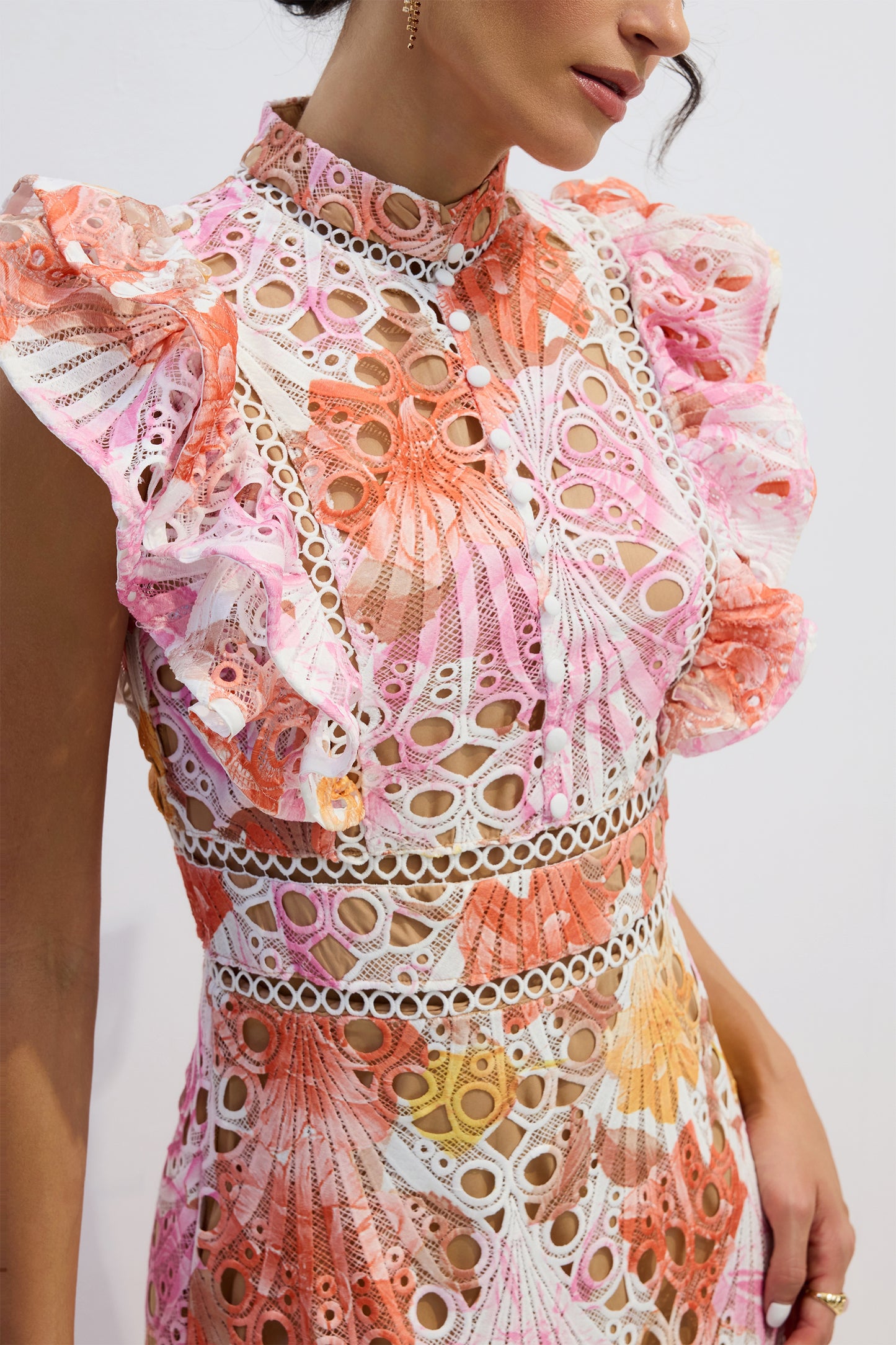 Trendy Lace Embroidered Maxi Dress