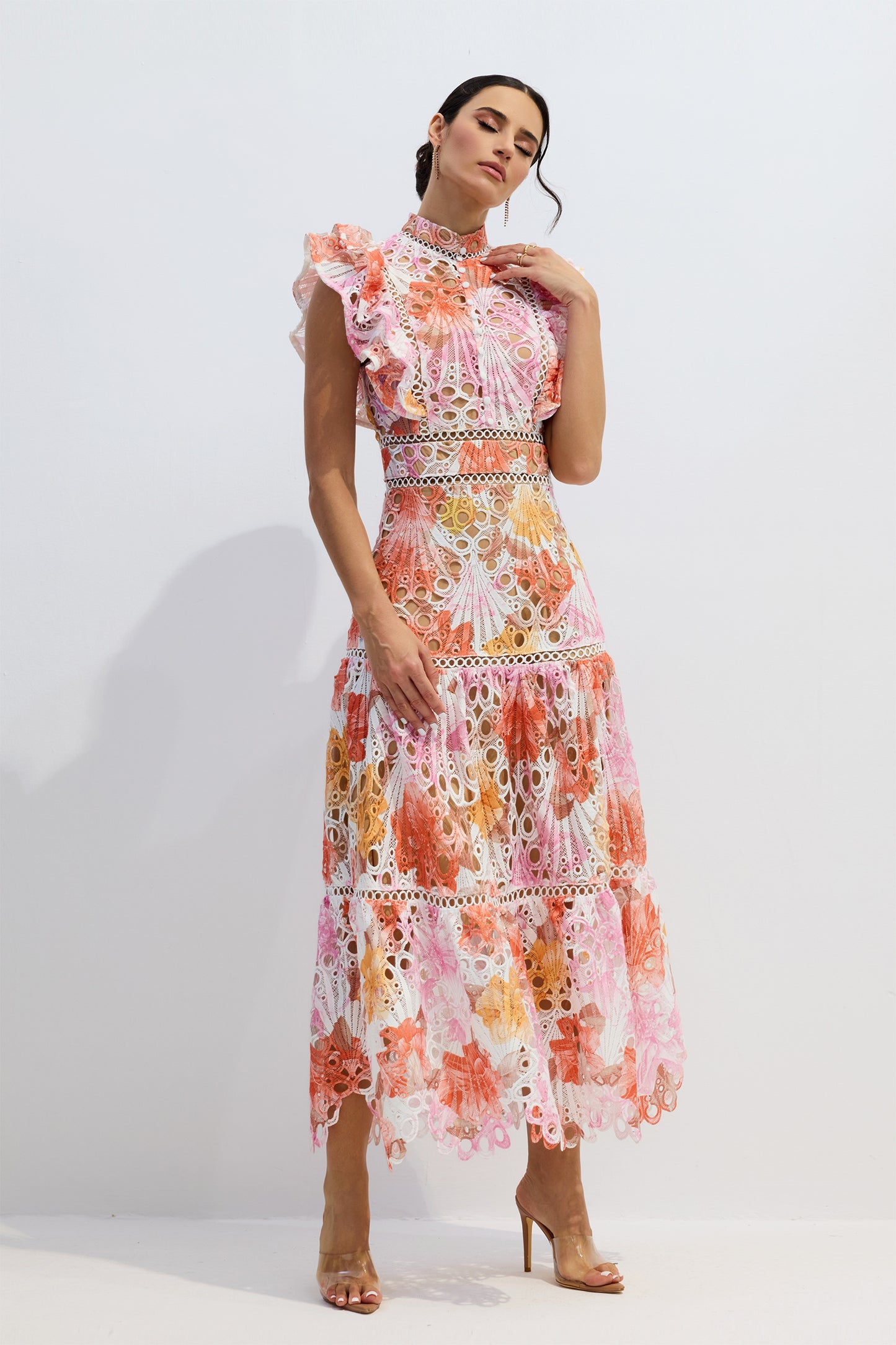 Trendy Lace Embroidered Maxi Dress