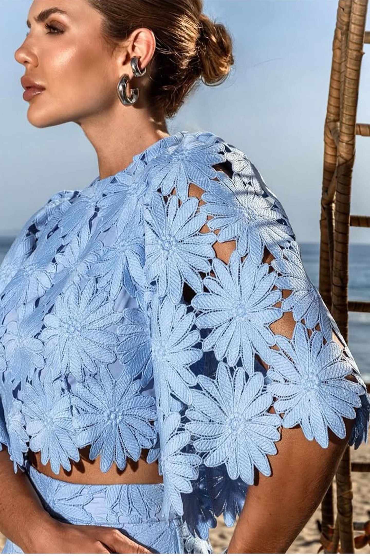 Classy Lace Embroidered Top and Maxi Skirt Set