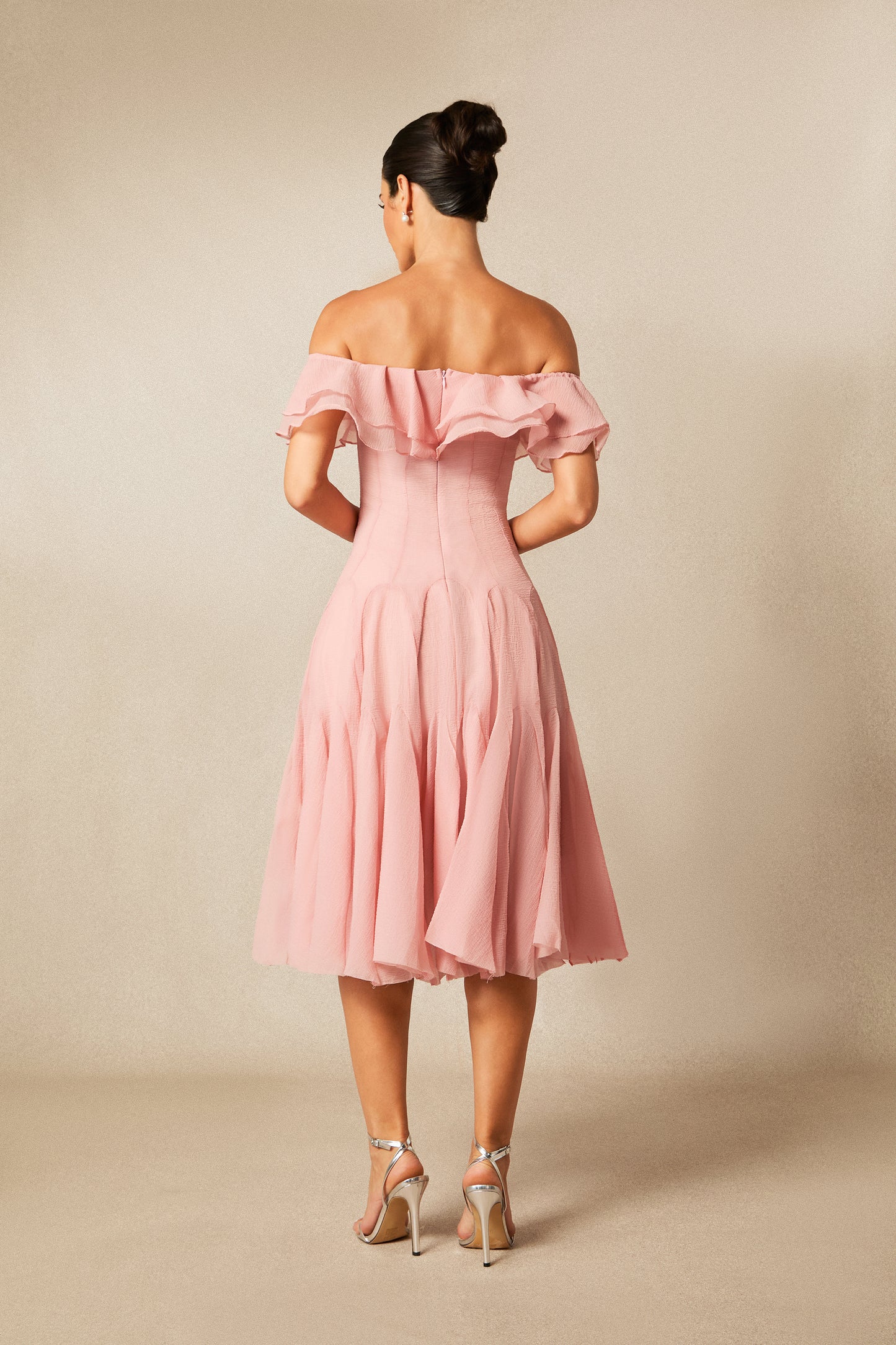Sophisticated Off-Shoulder Ruffle Midi Dress