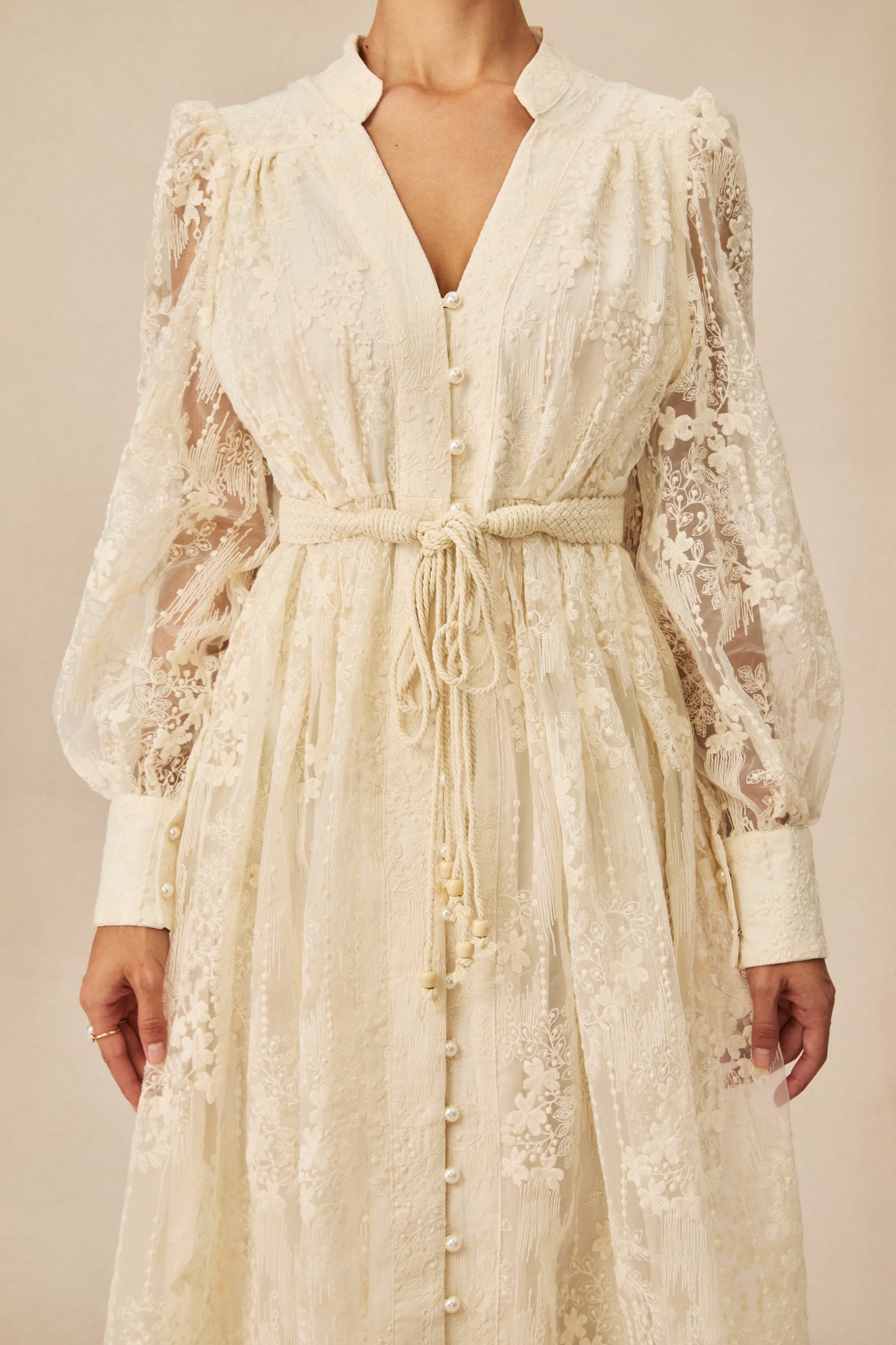 Modern Vintage Sakura Embroidered Lace Midi Dress