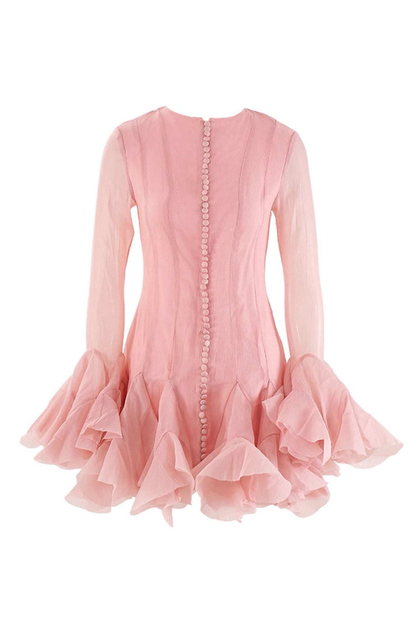 Polished Semi-Sheer Flare Mini Dress