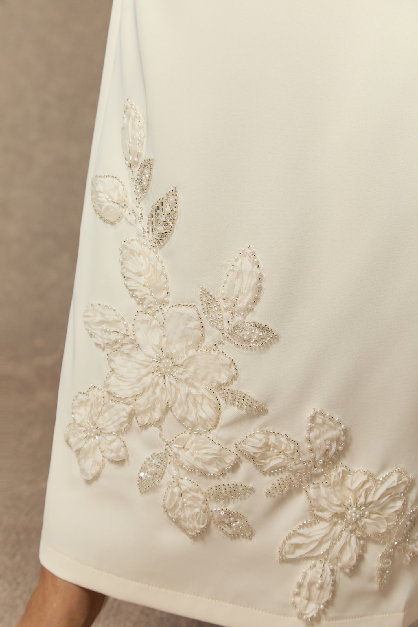 Classy White Floral Embroidered Skirt Set