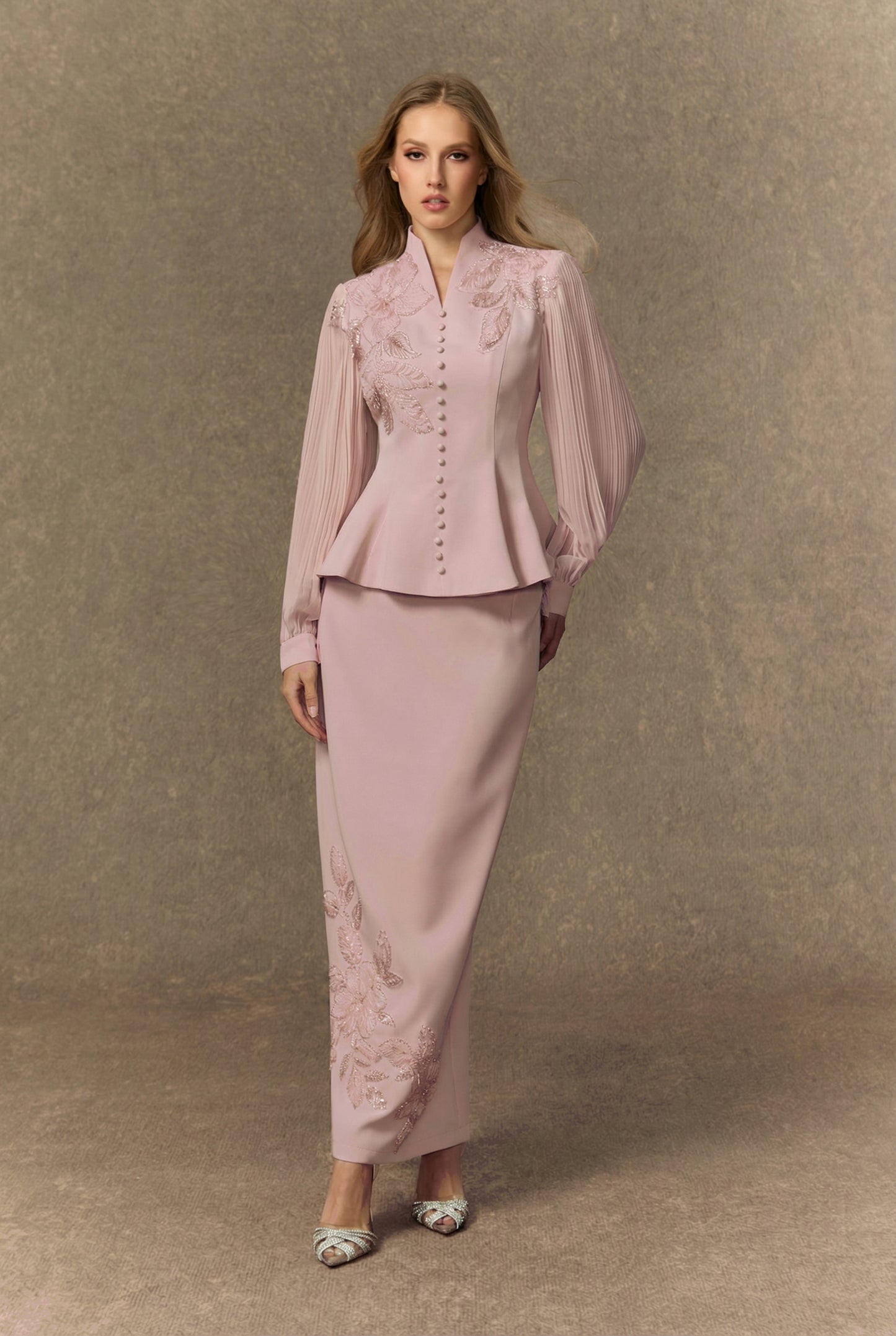 Classy White Floral Embroidered Skirt Set