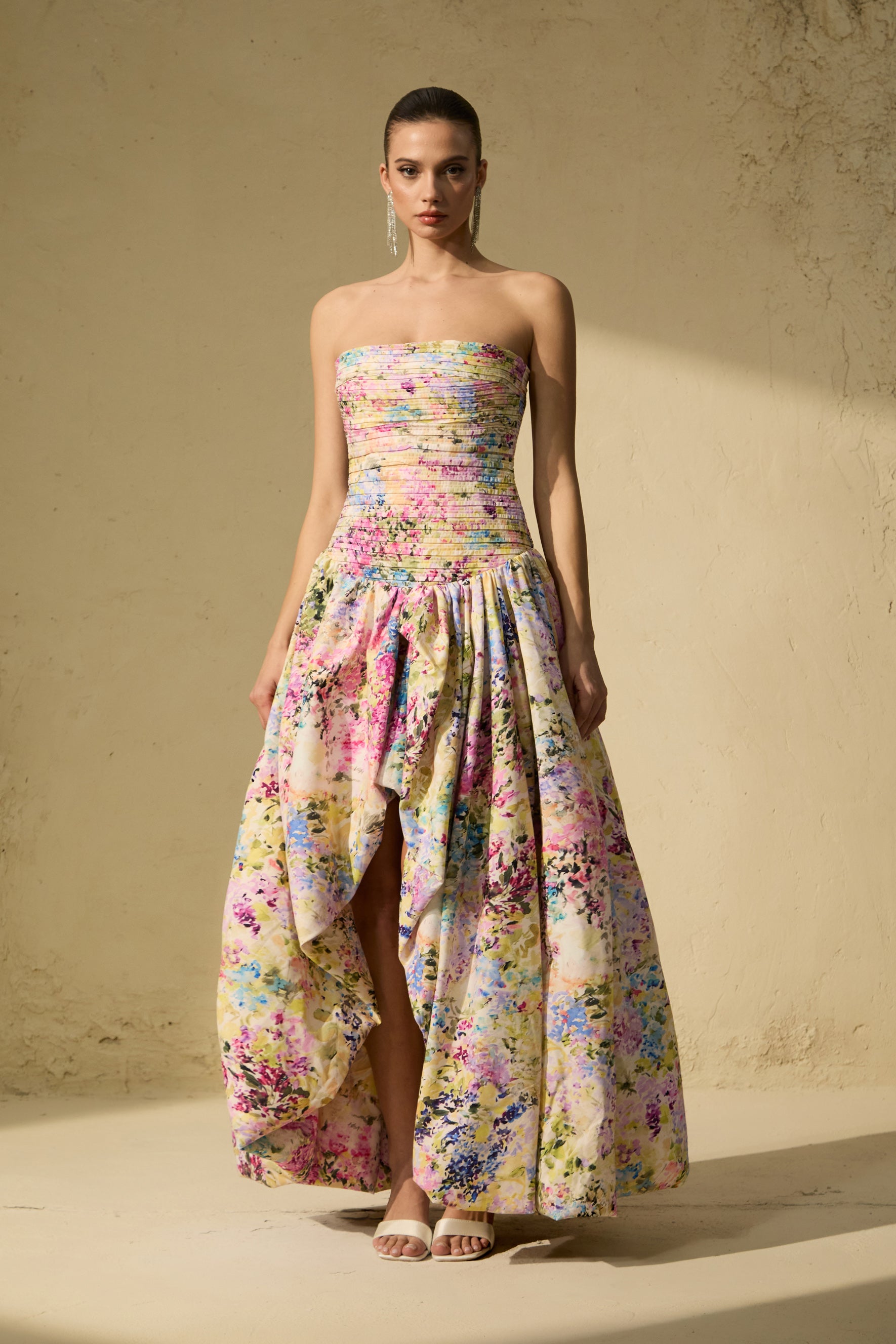 Floral Print Bubble Hem Maxi Dress