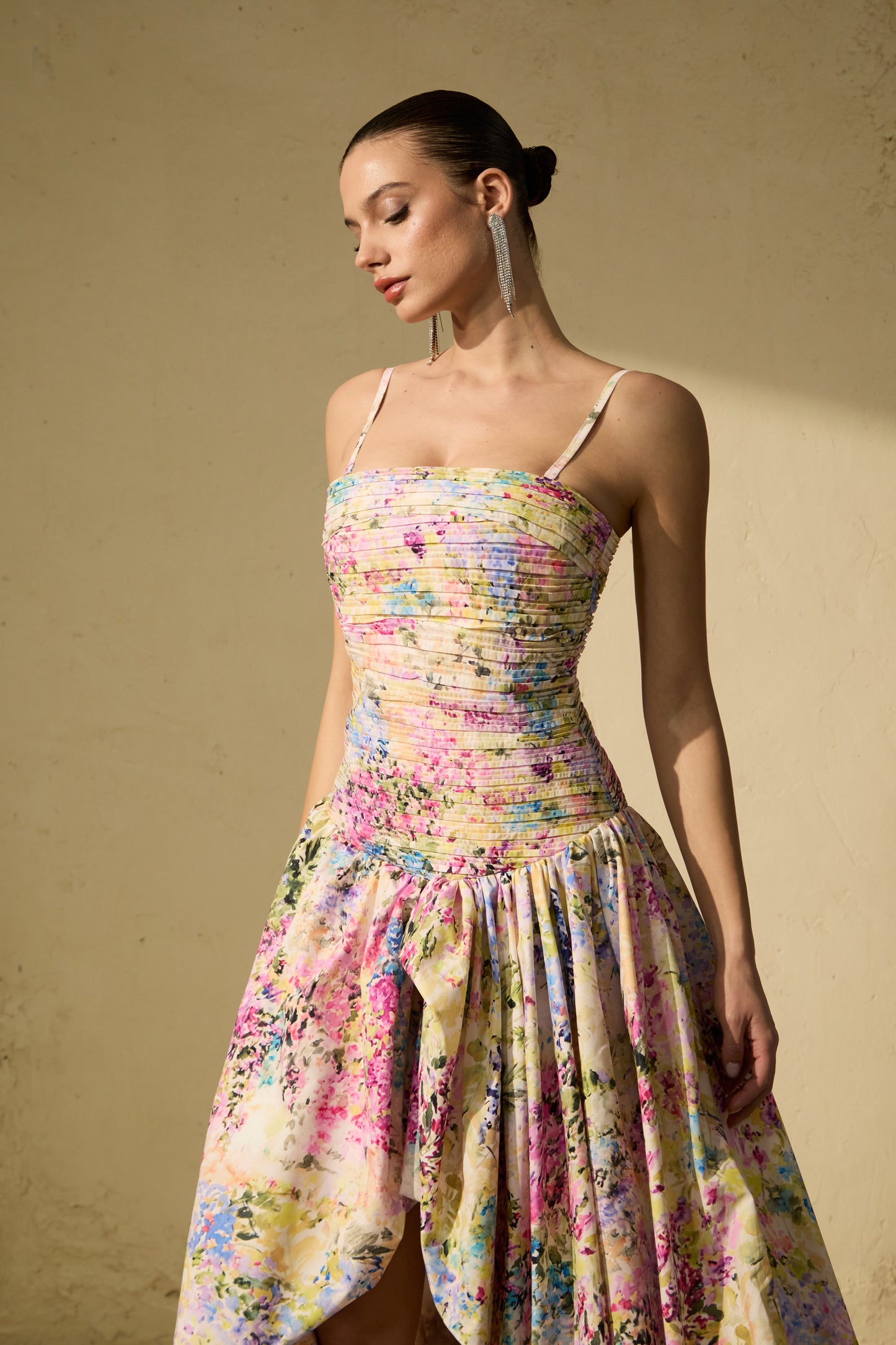 Floral Print Bubble Hem Maxi Dress