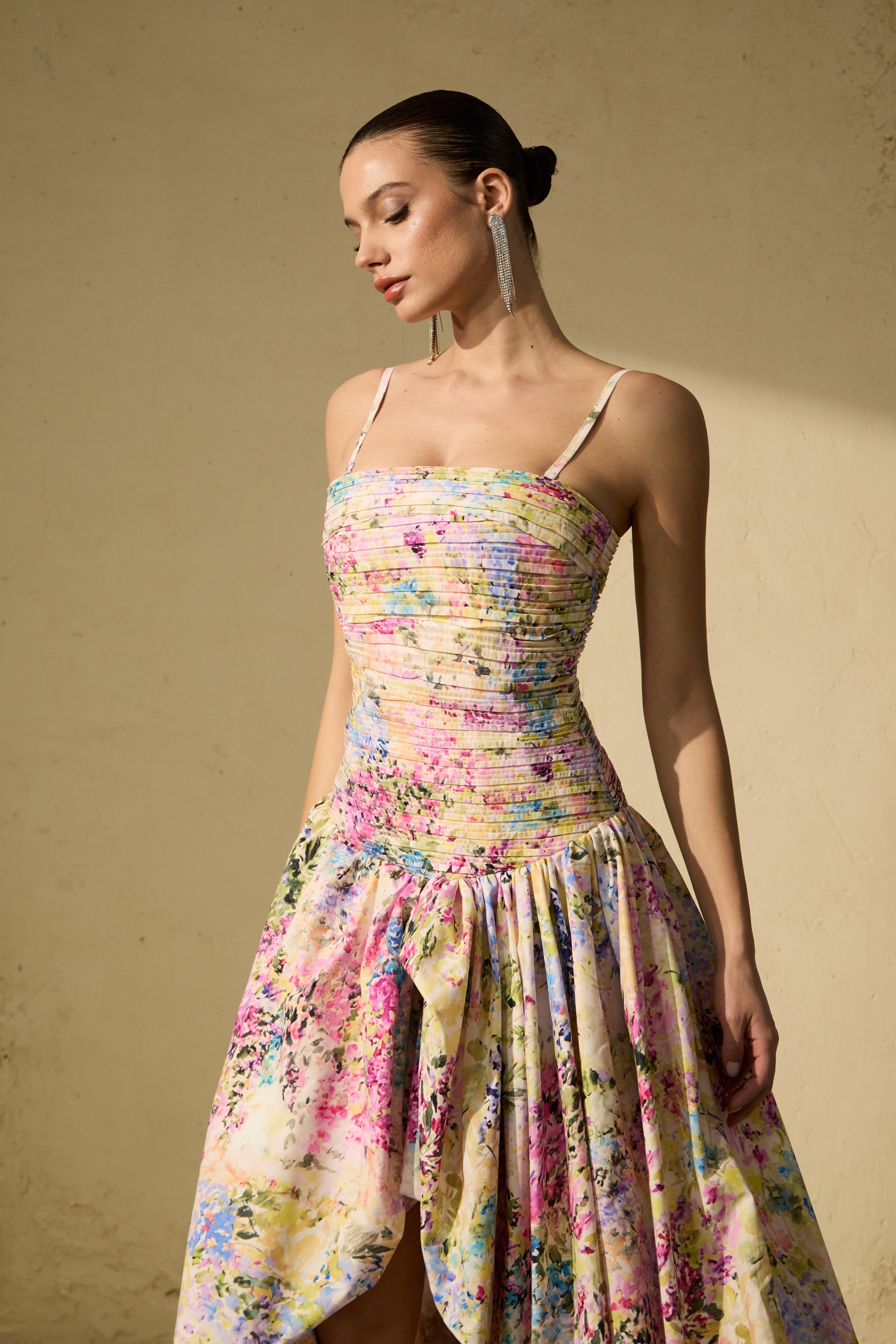 Floral Print Bubble Hem Maxi Dress