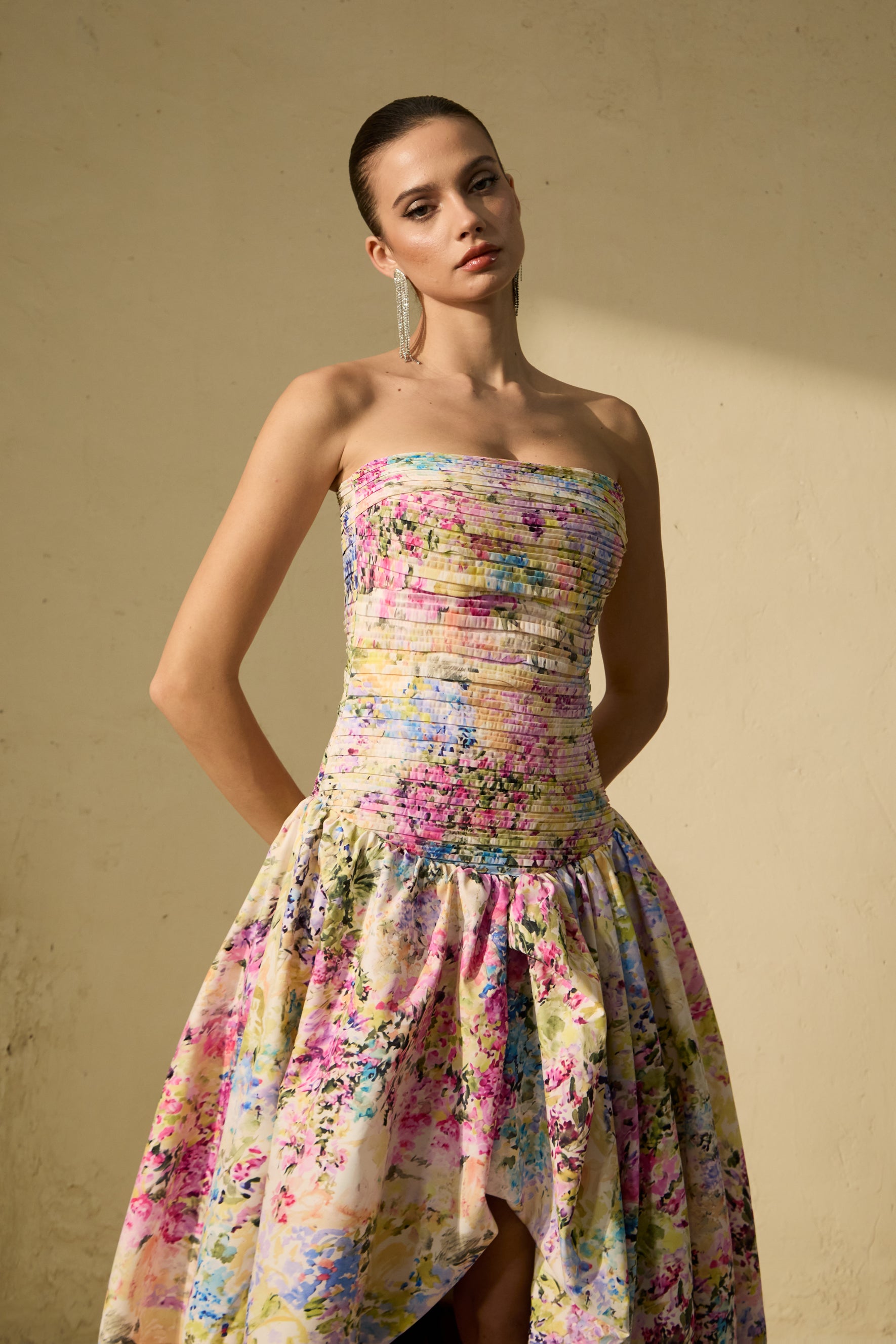 Floral Print Bubble Hem Maxi Dress