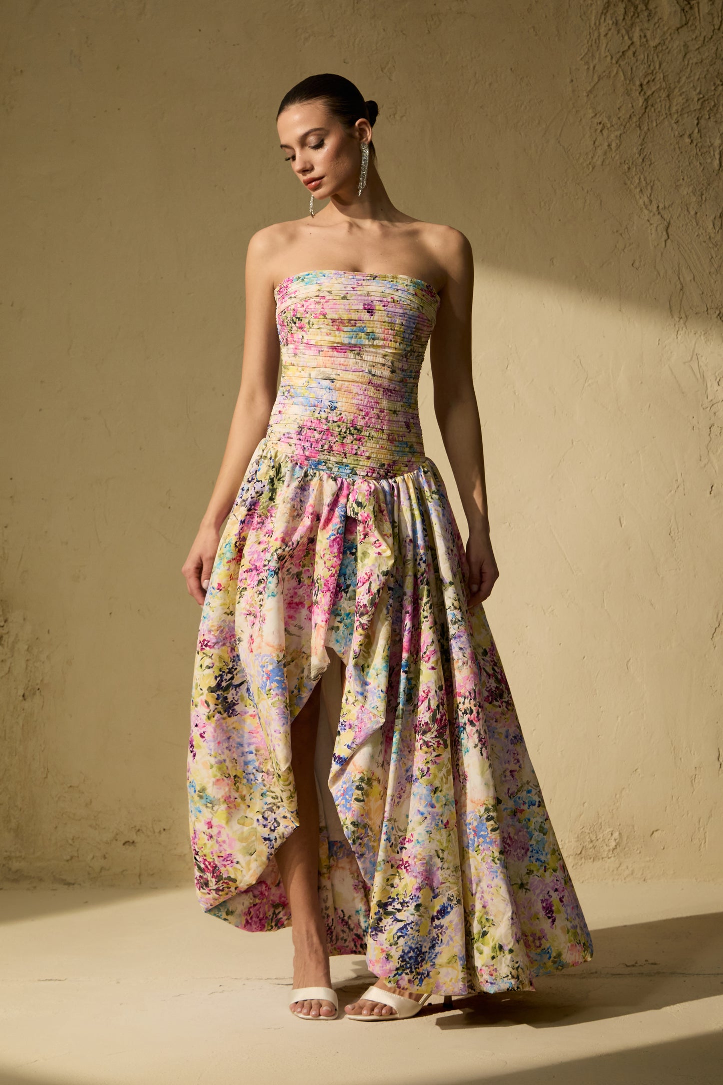 Floral Print Bubble Hem Maxi Dress