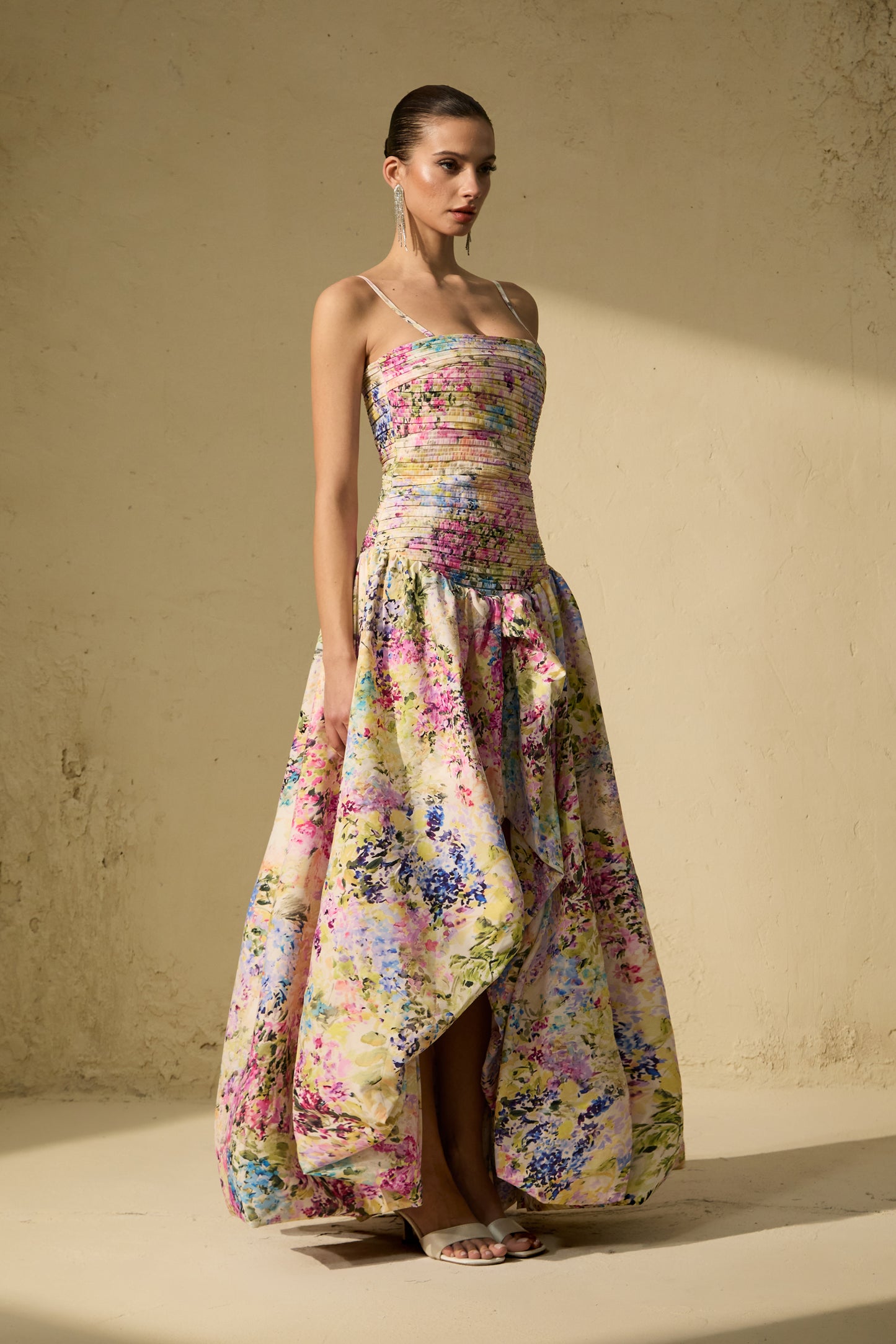Floral Print Bubble Hem Maxi Dress