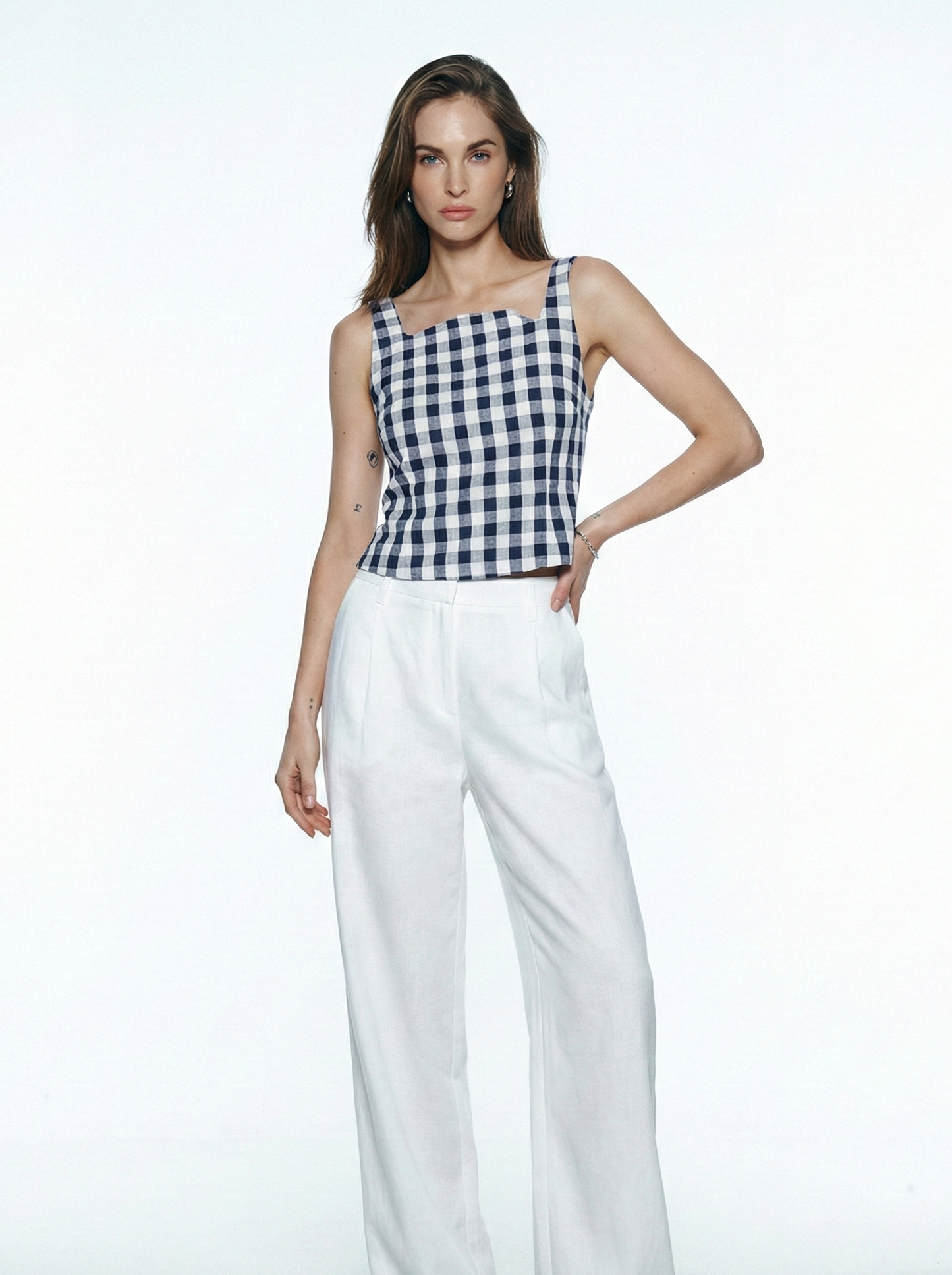 Cotton Linen Plaid Short Shirt - Vintage Style